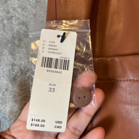 Maeve Anthropologie Sz 33 Colette Faux-Leather Cropped Wide Leg Pants Brown New - Picture 7 of 9